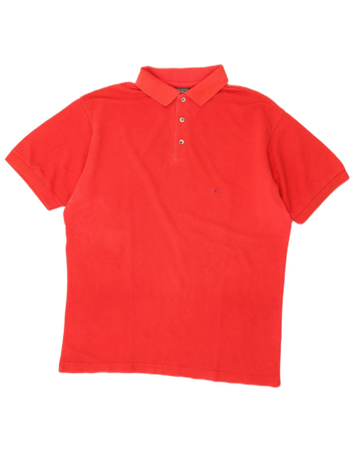 Camisa polo masculina Think Pink pequena de algodão vermelho