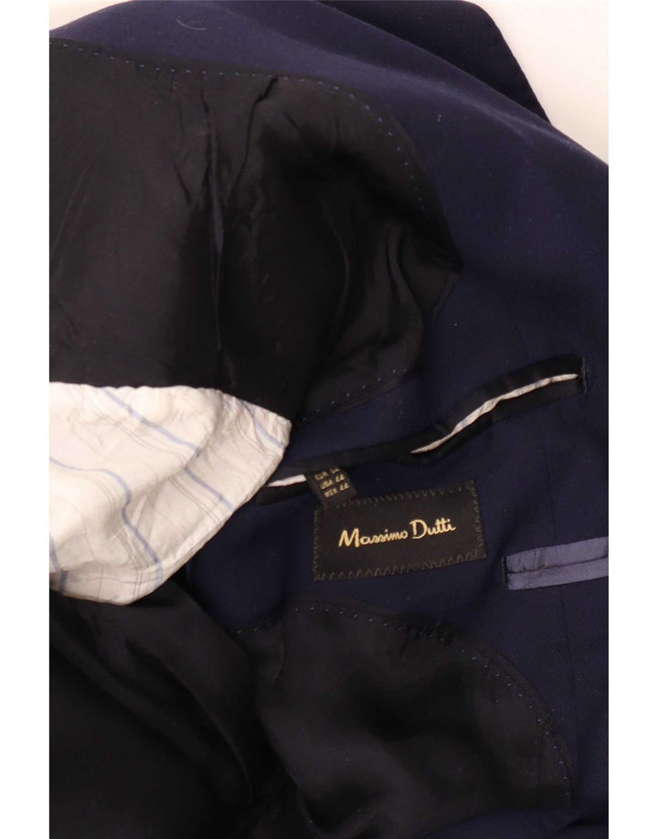 Jaqueta blazer masculina Massimo Dutti com 2 botões EU 54 XL lã azul marinho