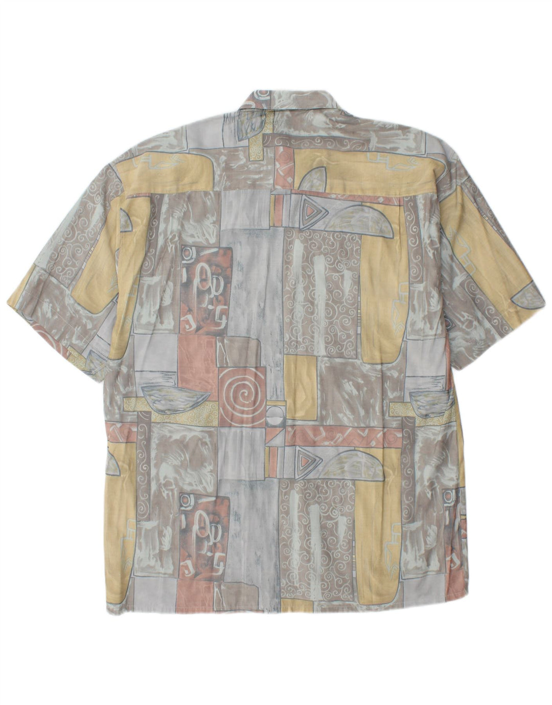 Camisa masculina de manga curta C.C.CONCORD grande geométrica multicolorida