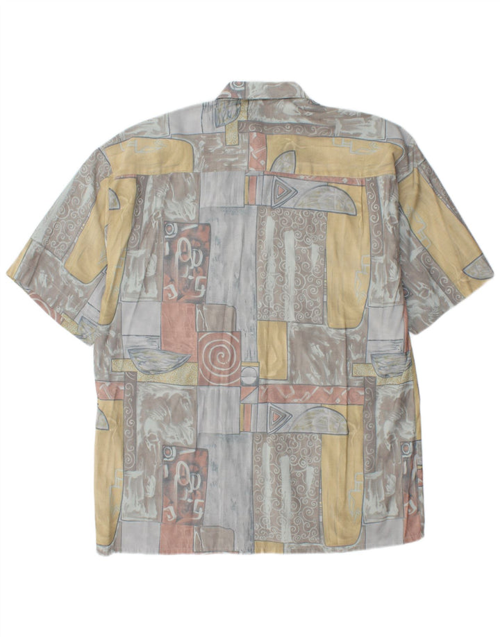 Camisa masculina de manga curta C.C.CONCORD grande geométrica multicolorida