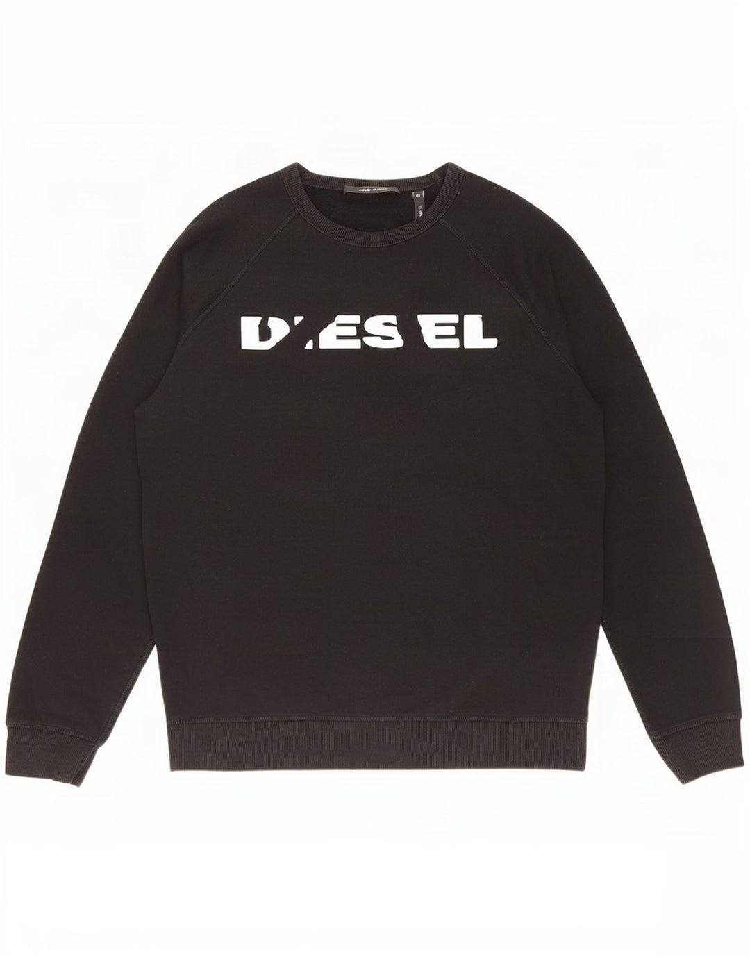 Diesel masculino gráfico moletom jumper grande algodão preto