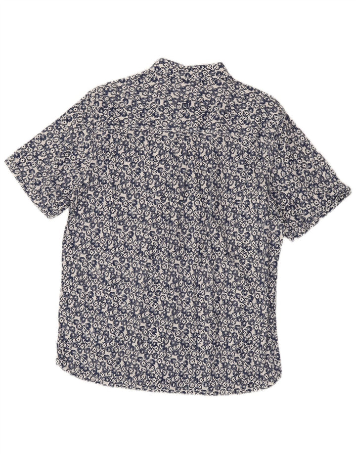 Camisa masculina de manga curta Fat Face grande algodão geométrico azul