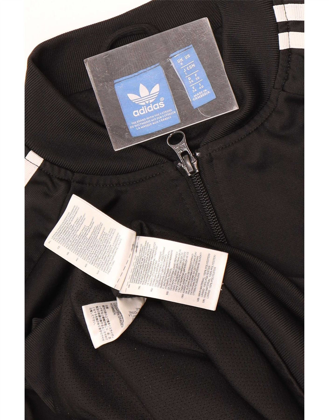 Adidas Womens Graphic Tracksuit Top Jacket UK 8 Pequeno Poliéster Preto