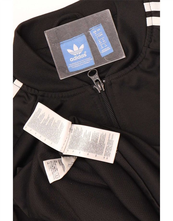 Adidas Womens Graphic Tracksuit Top Jacket UK 8 Pequeno Poliéster Preto