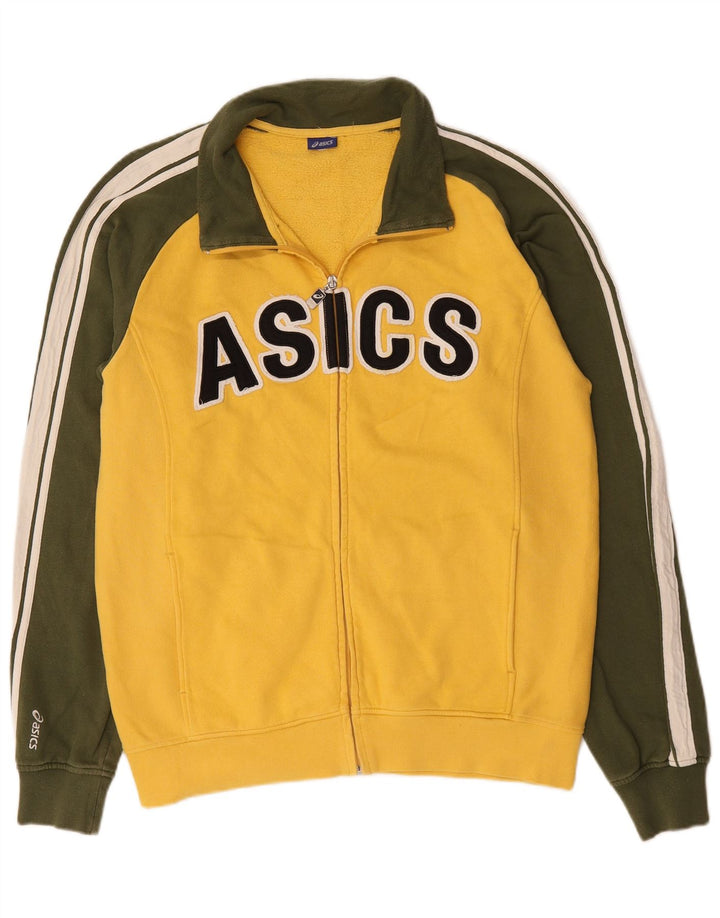 Asics masculino gráfico agasalho top jaqueta médio amarelo colorblock algodão
