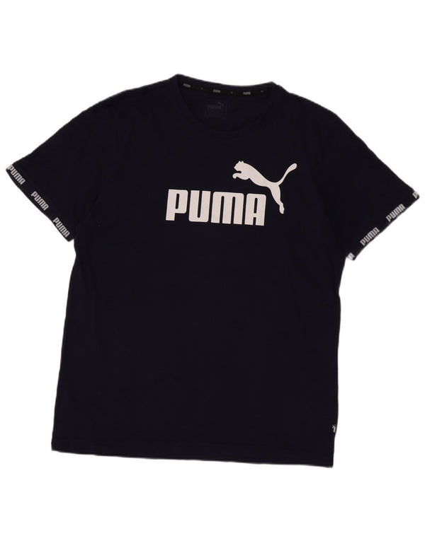Camiseta masculina Puma Graphic Top grande algodão azul marinho