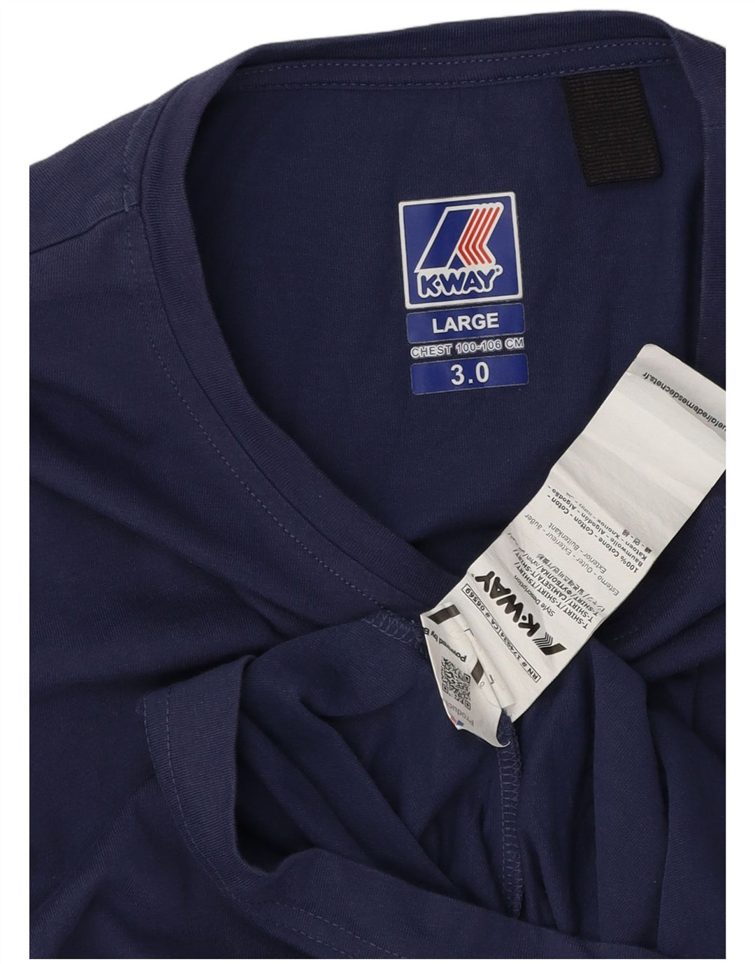 Camiseta masculina K-Way Top grande algodão azul marinho