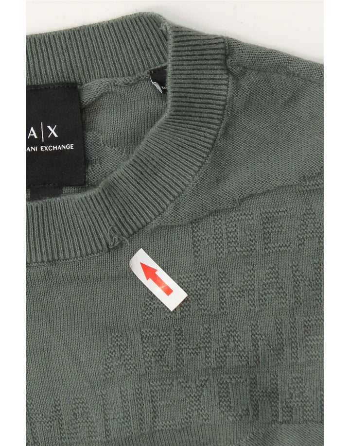 Suéter masculino Armani Exchange com gola redonda e algodão verde pequeno