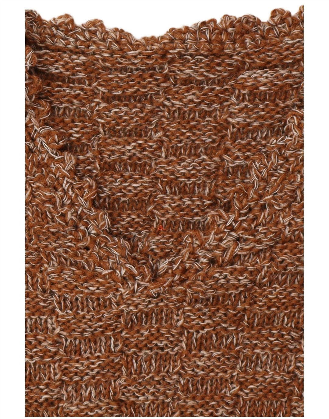 Suéter feminino VINTAGE com decote em V Reino Unido 16 grande marrom manchado