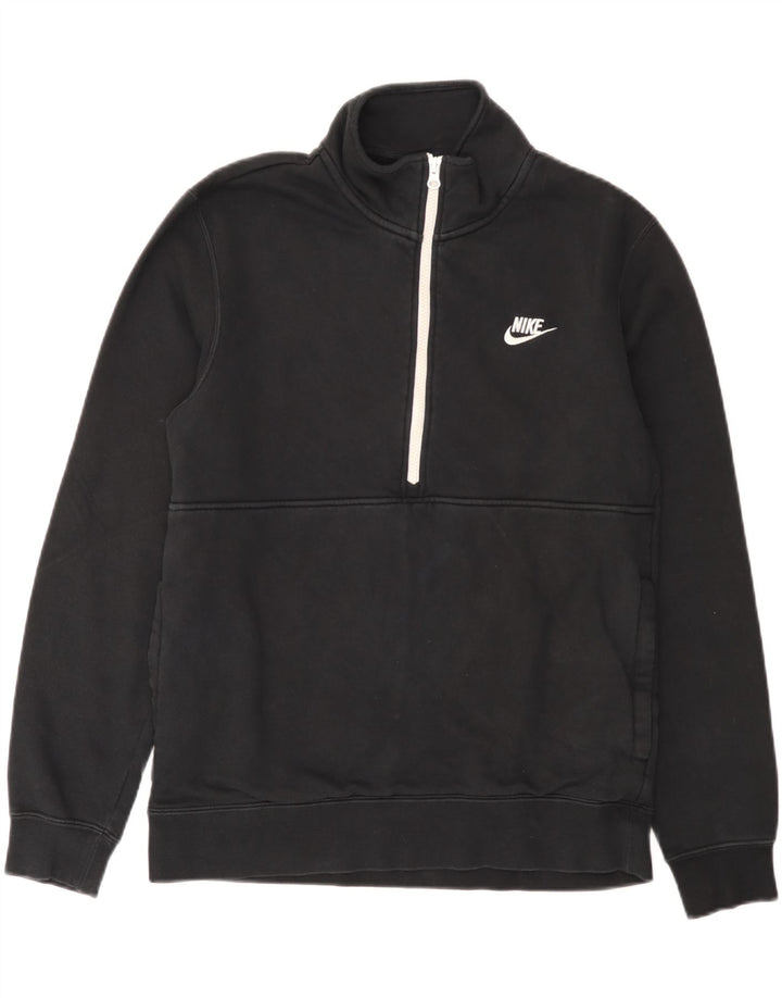 Moletom masculino Nike com zíper e gola alta de algodão preto médio