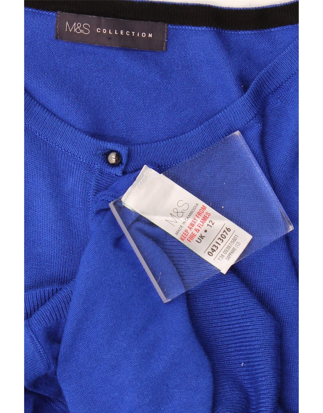 Suéter cardigã feminino MARKS & SPENCER UK 12 viscose azul médio