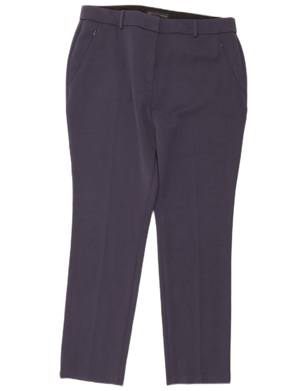 Calça casual feminina de cintura alta Marks & Spencer Reino Unido 16 grande W36 L28 azul marinho