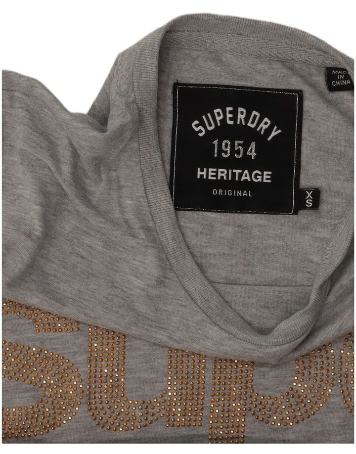 Camiseta feminina SUPERDRY Heritage Graphic UK 6 XS cinza