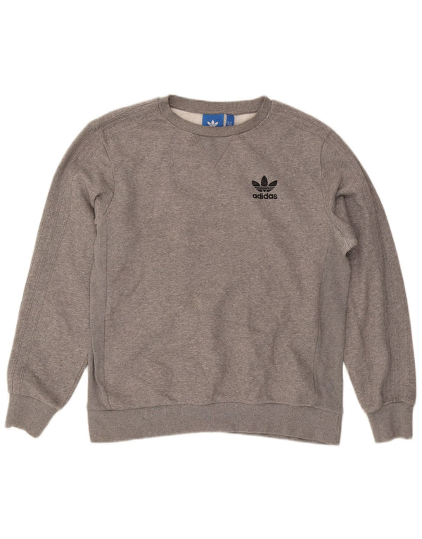Adidas Mens Moletom Jumper Médio Cinza Algodão Flecked