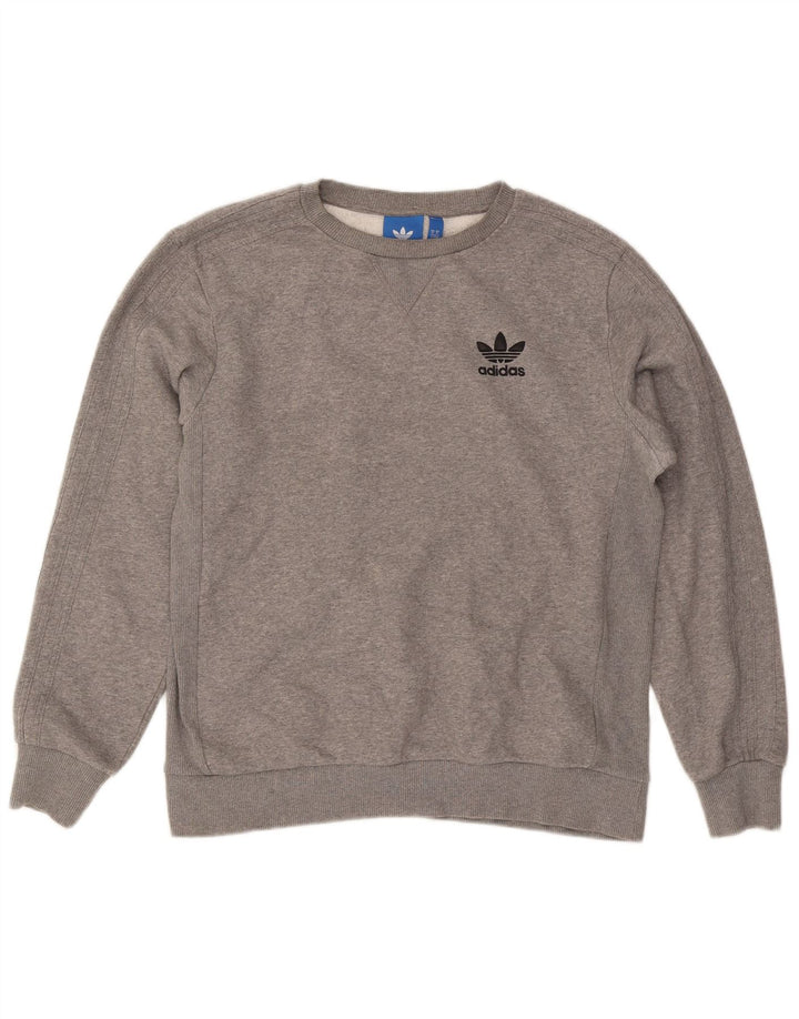 Adidas Mens Moletom Jumper Médio Cinza Algodão Flecked
