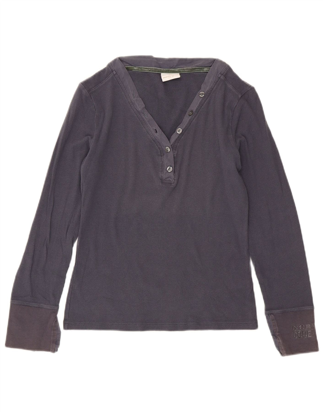 Top feminino North Sails manga comprida UK 12 algodão azul marinho médio