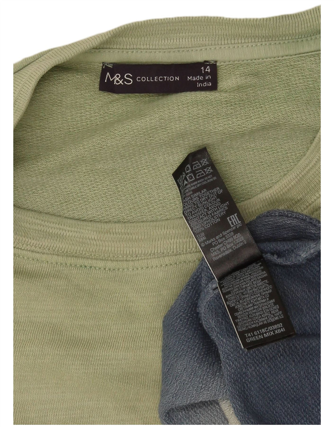 Suéter feminino Marks & Spencer UK 14 grande bloco colorido verde