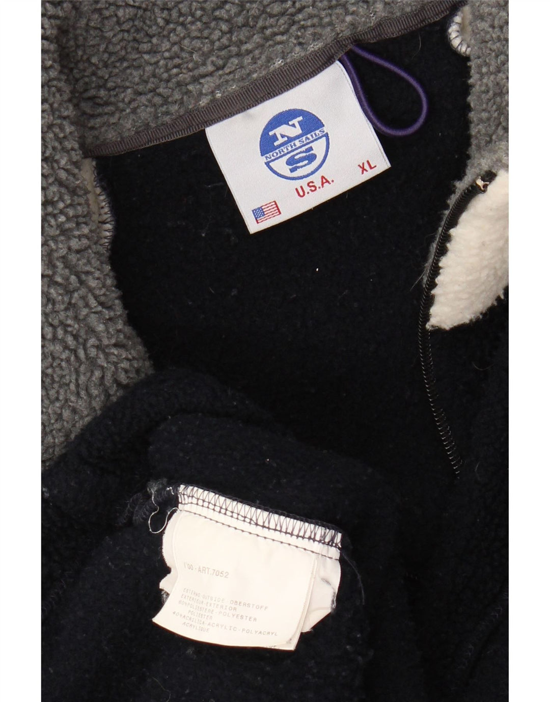 NORTH SAILS Suéter masculino de lã com gola e zíper gráfico XL azul marinho bloco colorido