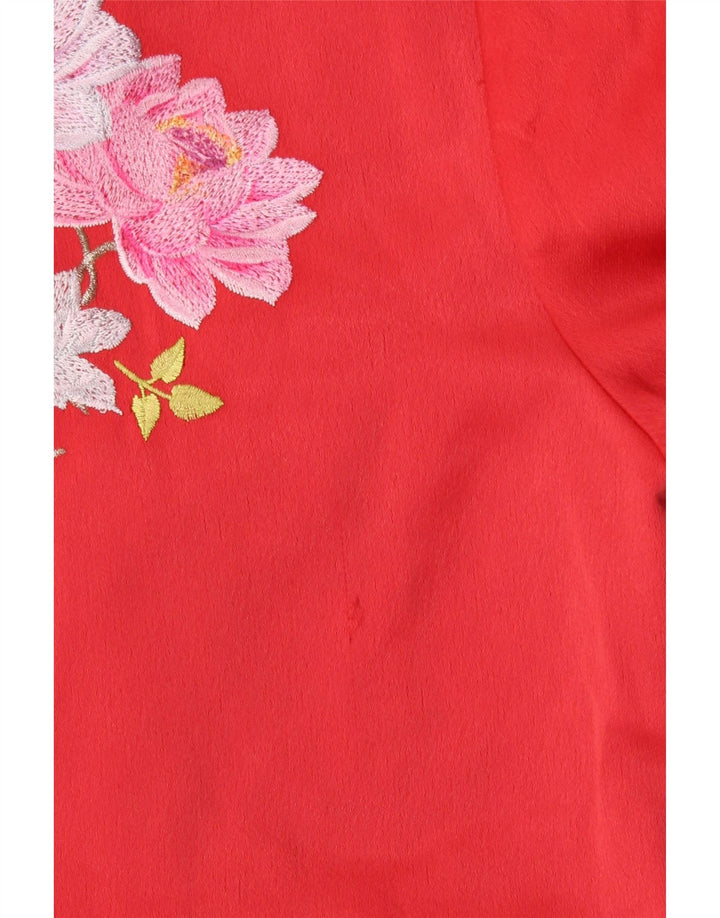 Jaqueta bomber feminina Ted Baker UK 12 poliéster floral vermelho médio