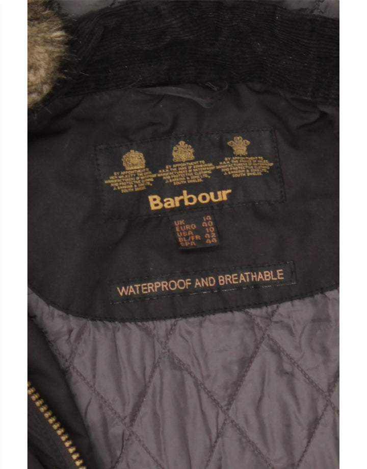 BARBOUR Womens Hooded Parka Jacket UK 14 Large Black Polyester
