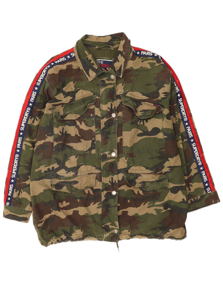 Jaqueta utilitária feminina Superdry UK 14 grande camuflagem cáqui