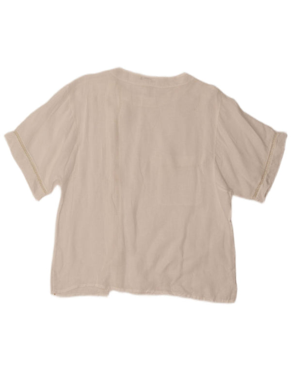 Blusa feminina VINTAGE manga curta IT 48 XL branca