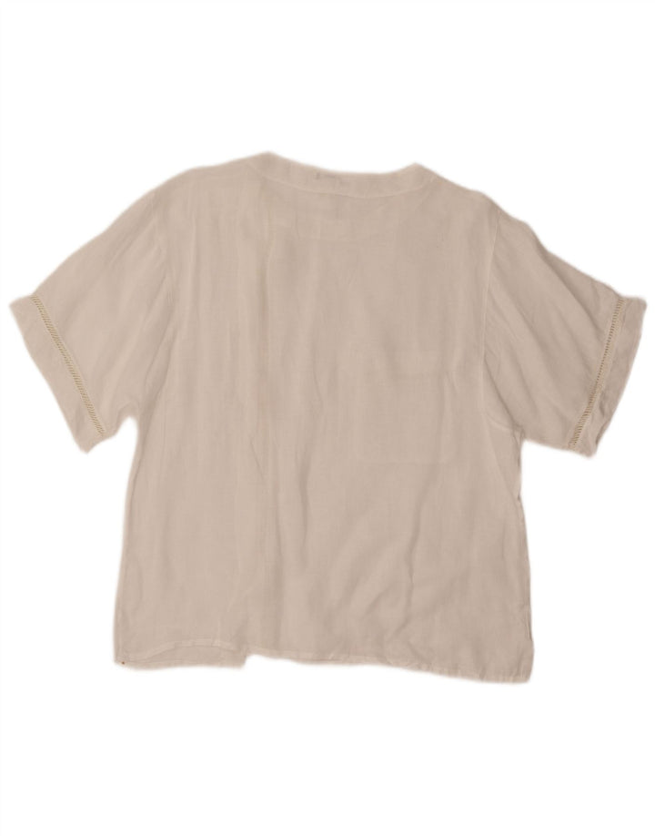 Blusa feminina VINTAGE manga curta IT 48 XL branca