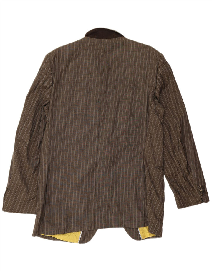 Jaqueta Blazer Masculina Tommy Hilfiger com 2 Botões IT 52 XL Viscose Listrada Marrom