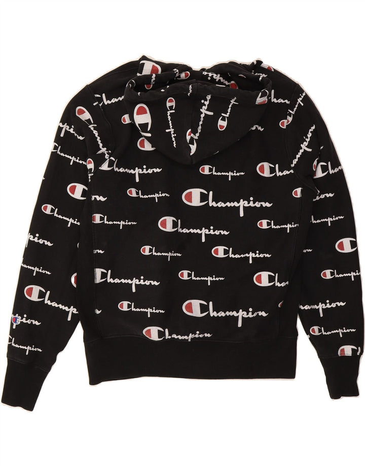 CHAMPION Mens Graphic Hoodie Jumper Large Black Cotton Vintage Champion and Second-Hand Champion from Messina Hembry 