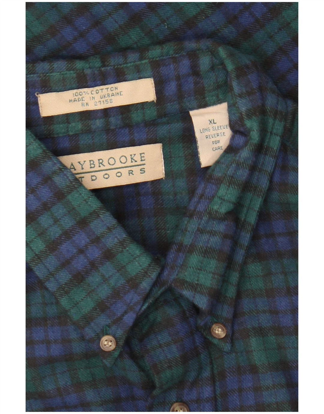Camisa masculina vintage de flanela XL algodão xadrez verde