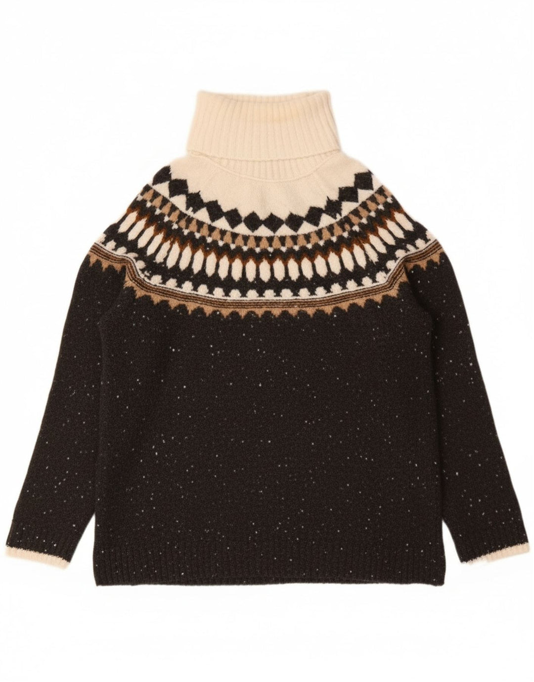 Suéter feminino Marks & Spencer com gola redonda Reino Unido 10 pequeno cinza Fair Isle