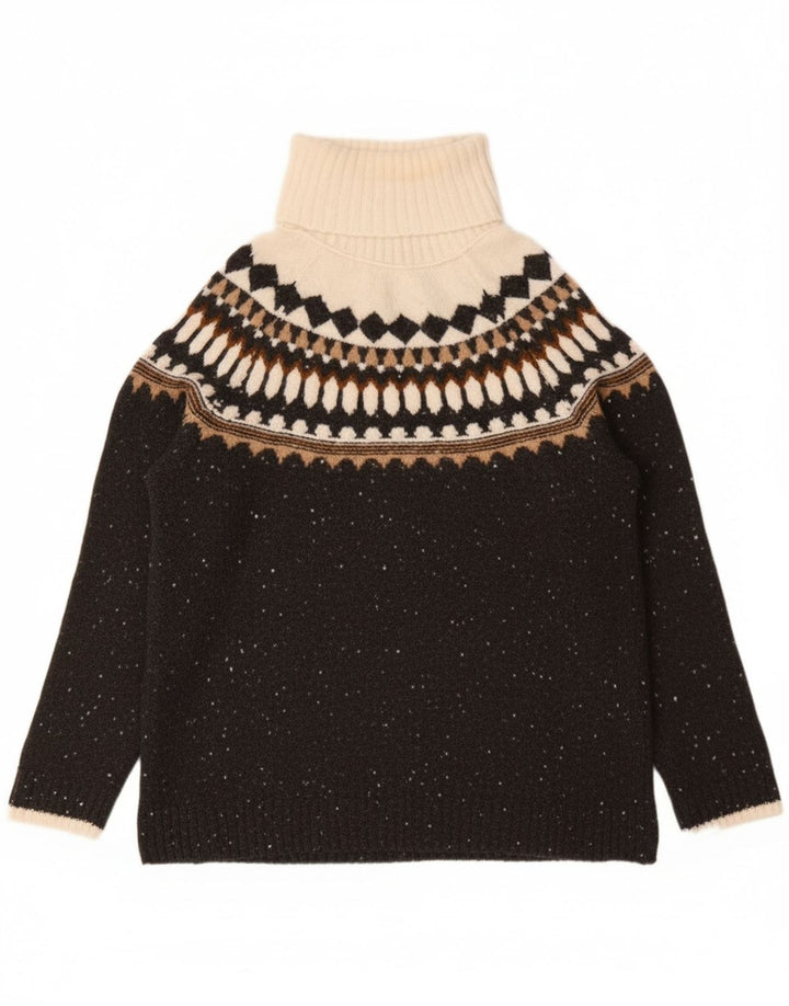 Suéter feminino Marks & Spencer com gola redonda Reino Unido 10 pequeno cinza Fair Isle