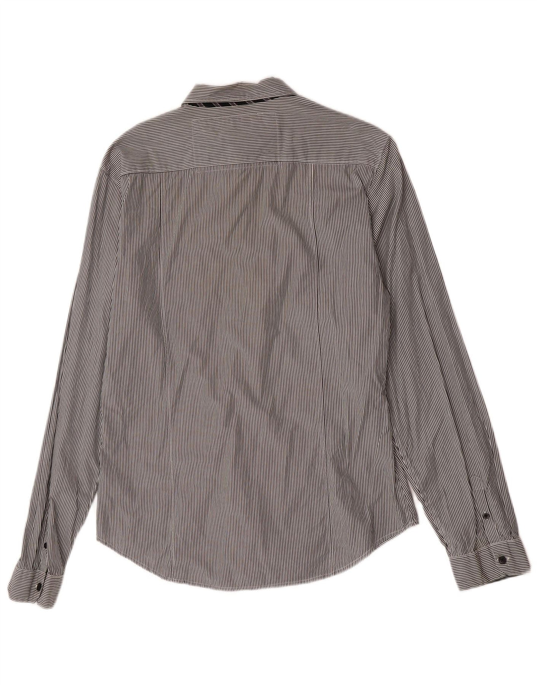 Camisa masculina Guess Classic Fit grande algodão listrado cinza