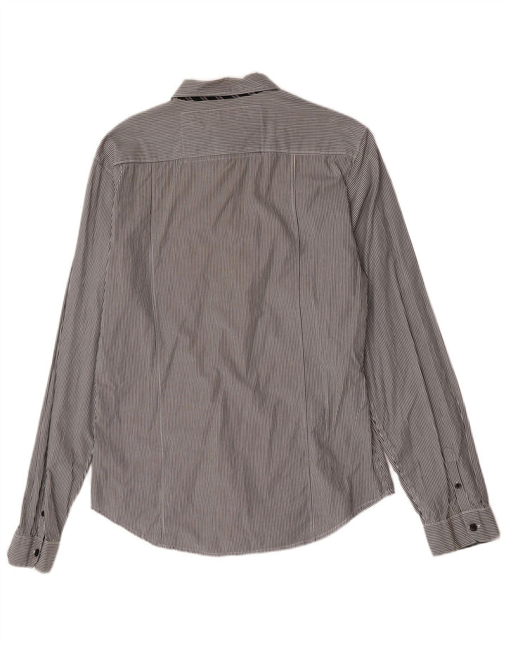 Camisa masculina Guess Classic Fit grande algodão listrado cinza