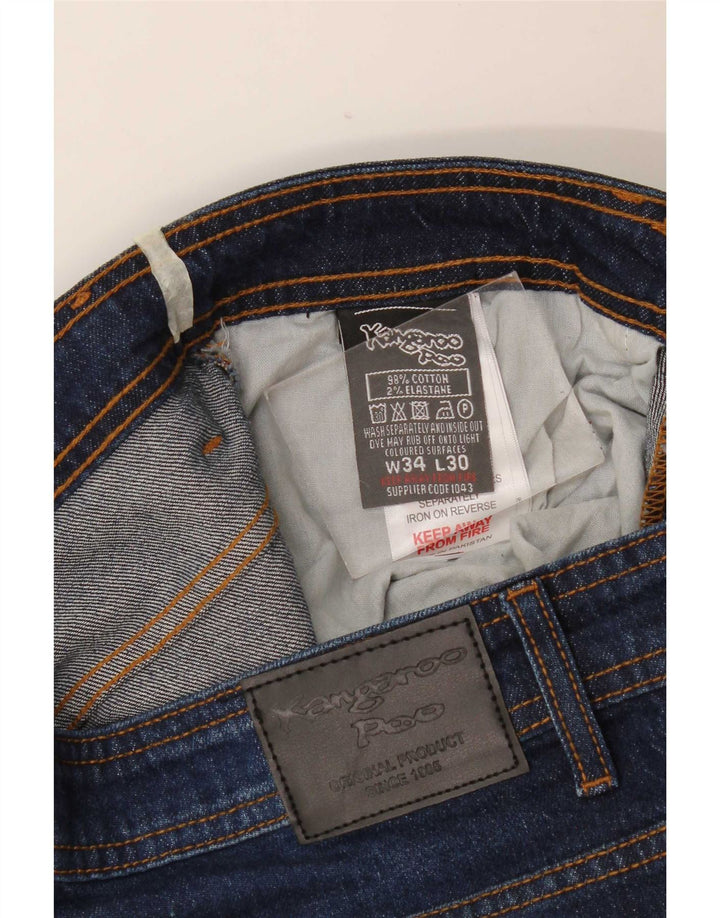 Kangaroo Poo Mens Slim Jeans W34 L30 Azul Marinho Algodão
