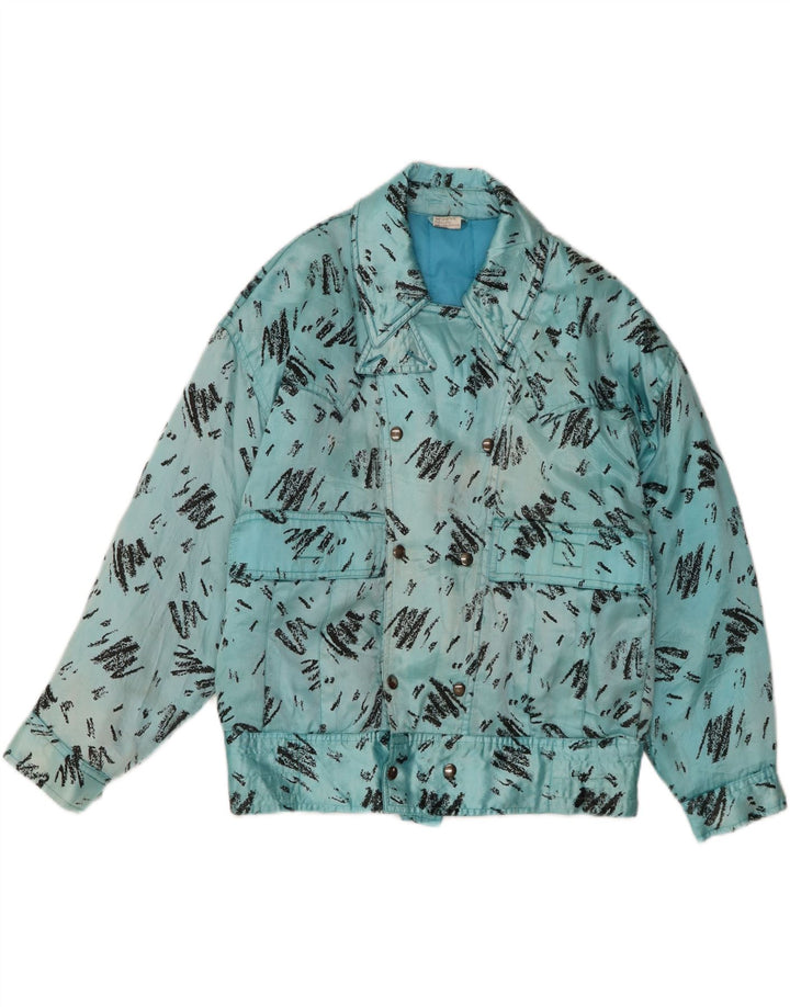 Jaqueta corta-vento masculina vintage com padrão abstrato Reino Unido 36 azul pequeno