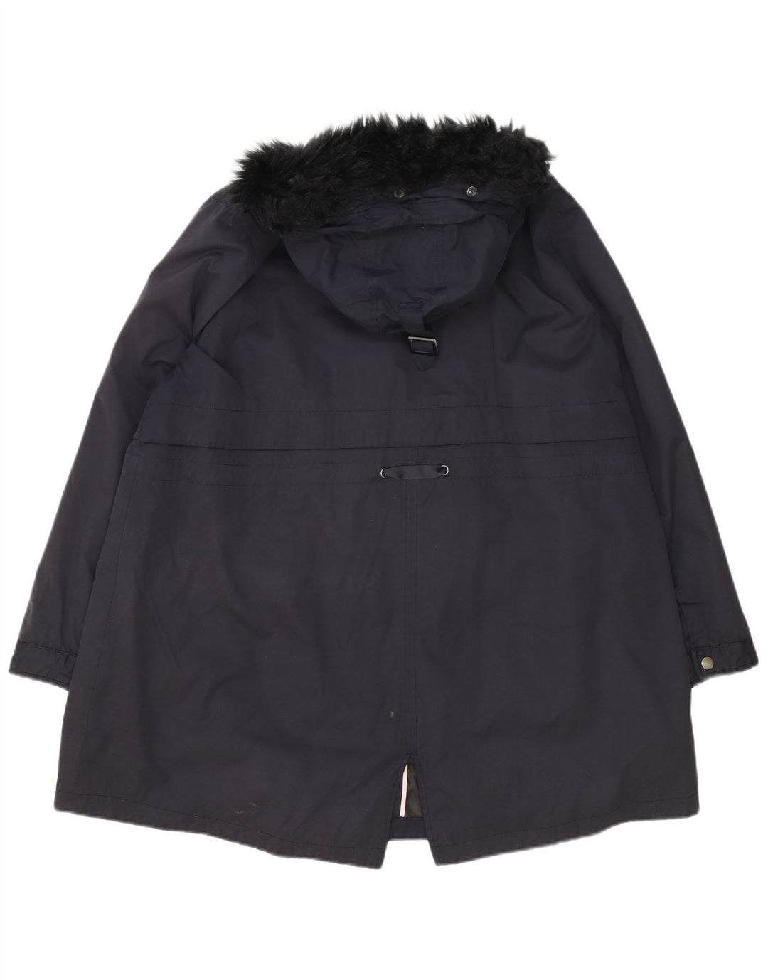 Jaqueta Parka Monsoon Feminina com Capuz Oversized Reino Unido 18 XL Azul Marinho Poliéster