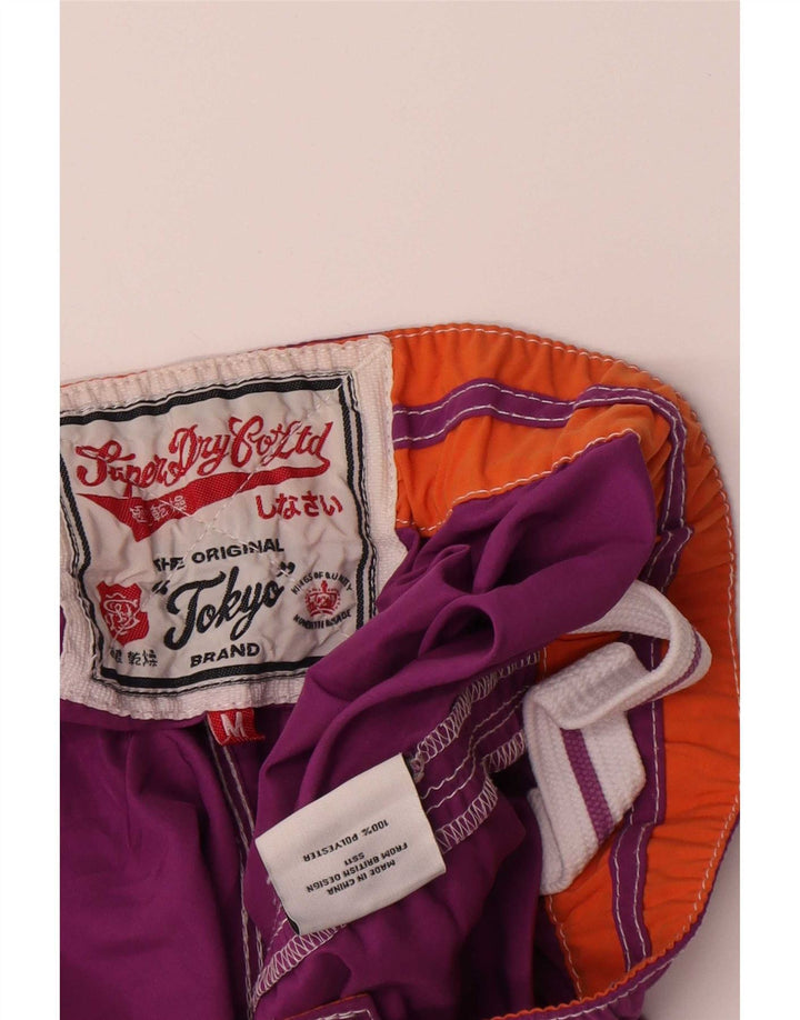 Shorts de natação feminino Superdry UK 12 poliéster roxo médio