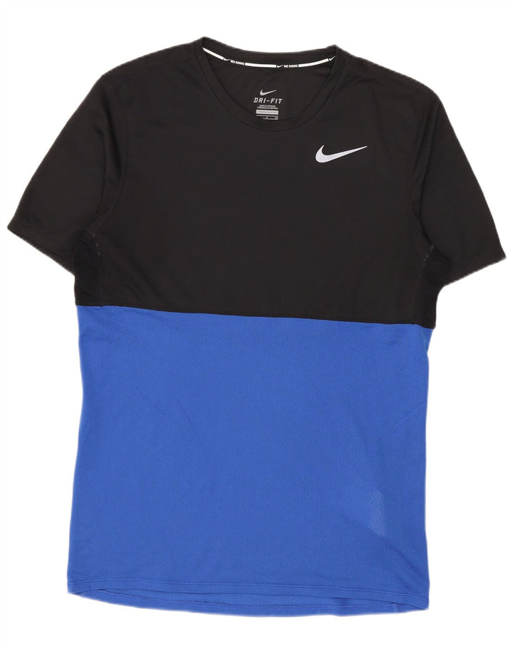 Camiseta masculina NIKE Dri Fit Top pequeno preto colorblock poliéster