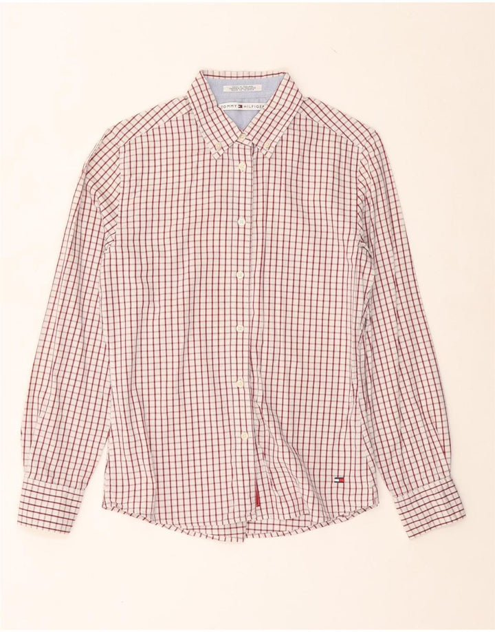 Camisa feminina TOMMY HILFIGER US 8 médio branco xadrez algodão