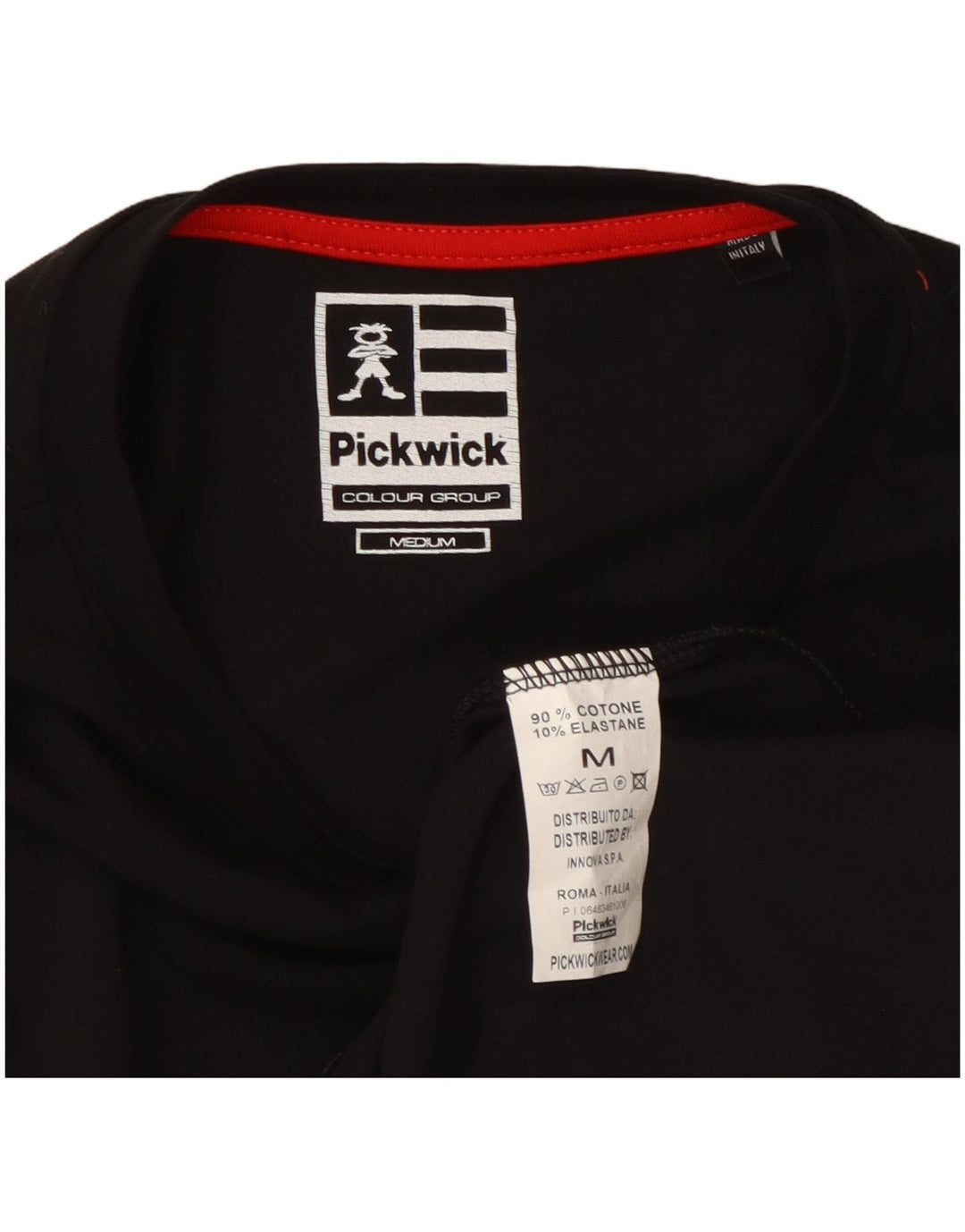 Top gráfico masculino Pickwick manga comprida médio algodão preto