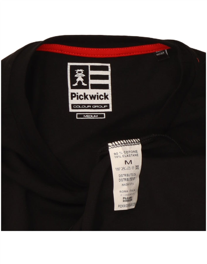 Top gráfico masculino Pickwick manga comprida médio algodão preto