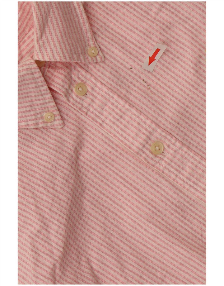 Ralph Lauren Camisa masculina personalizada de algodão listrado rosa pequeno