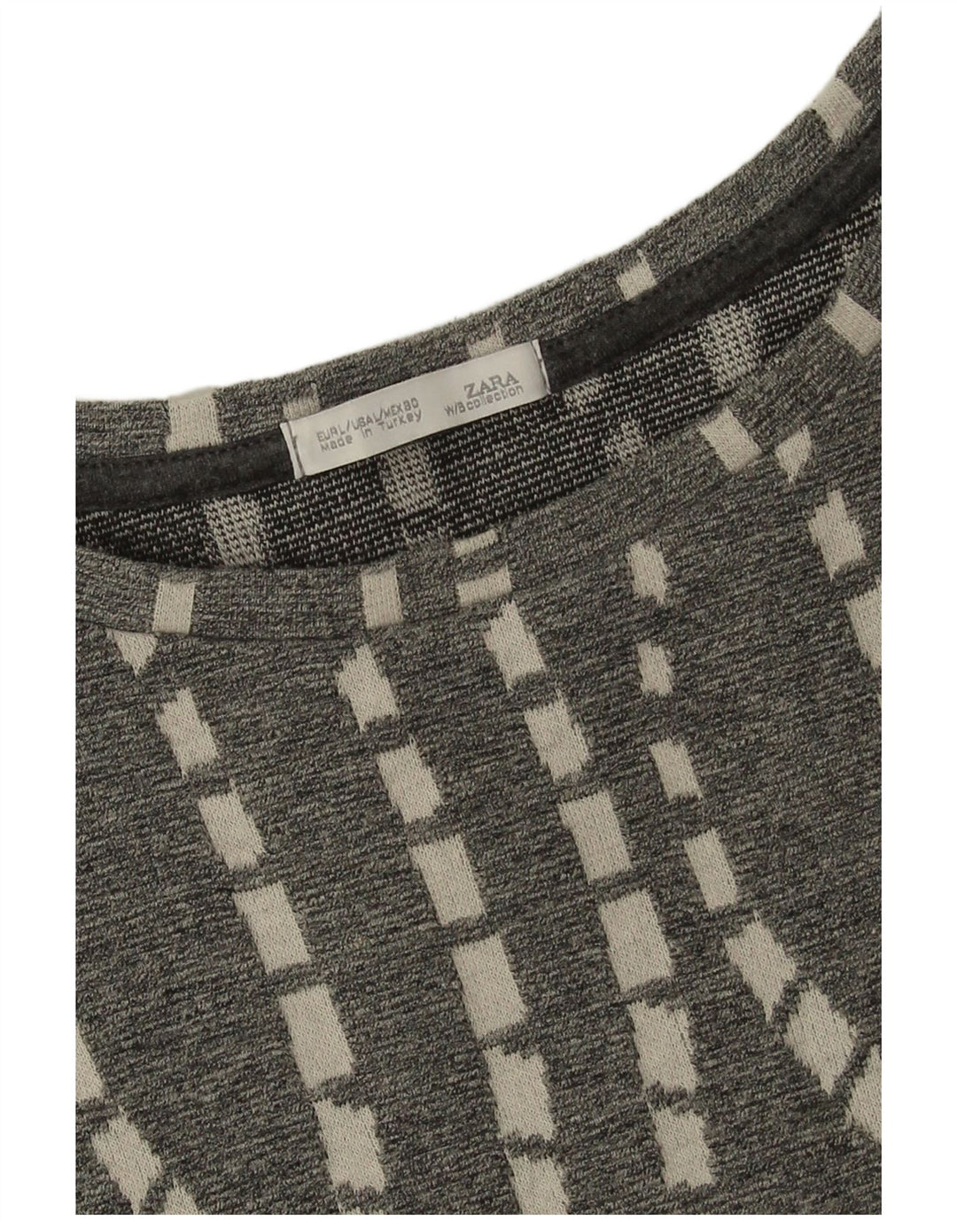 Túnica feminina Zara UK 16 grande cinza Chevron