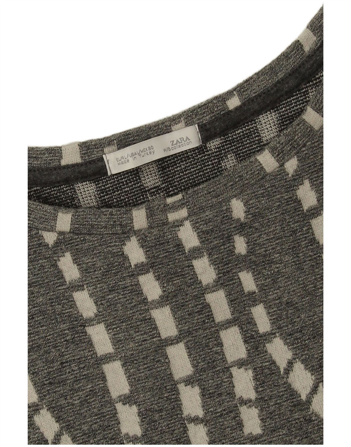 Túnica feminina Zara UK 16 grande cinza Chevron