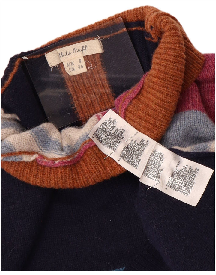 WHITE STUFF Suéter feminino com gola tartaruga Reino Unido 8 pequeno multicolorido