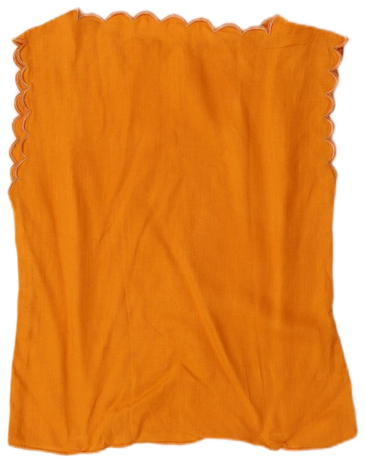 Blusa feminina vintage sem mangas UK 12 médio laranja