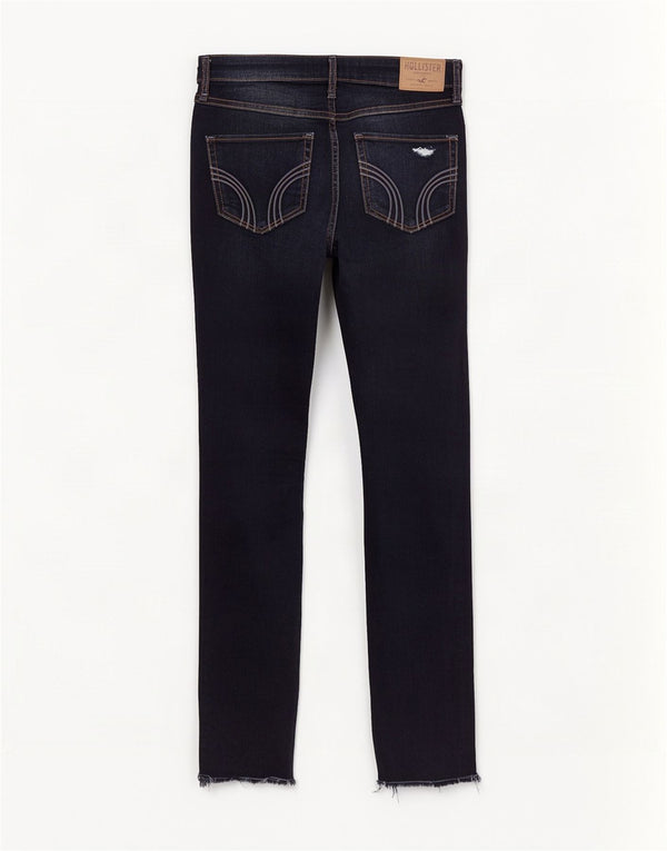 Jeans skinny femininos Hollister US 3 XS W26 L30 azul marinho