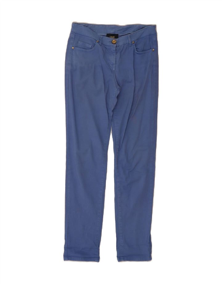 CAVALLI Womens Slim Casual Trousers W30 L31 Blue Cotton Vintage Cavalli and Second-Hand Cavalli from Messina Hembry 
