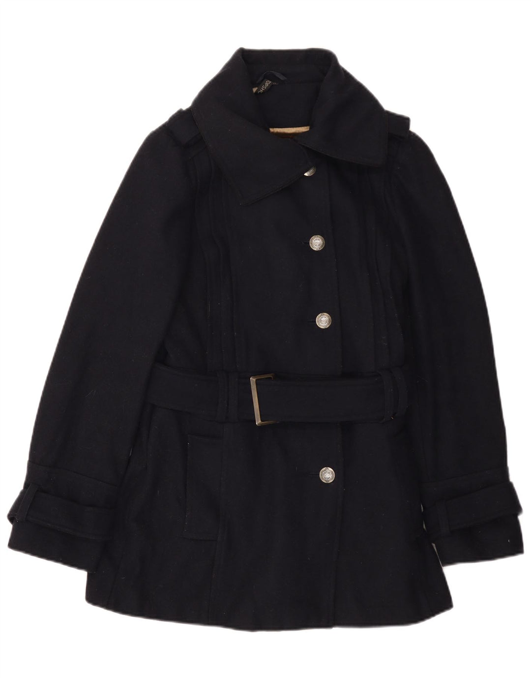 Sobretudo feminino Topshop UK 14 lã azul marinho médio